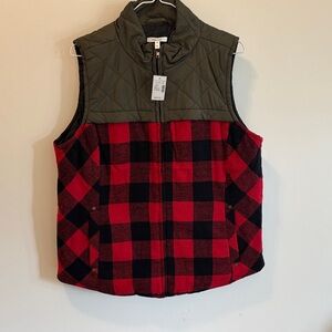 Maurice’s Red and Black Plaid Quilted Vest